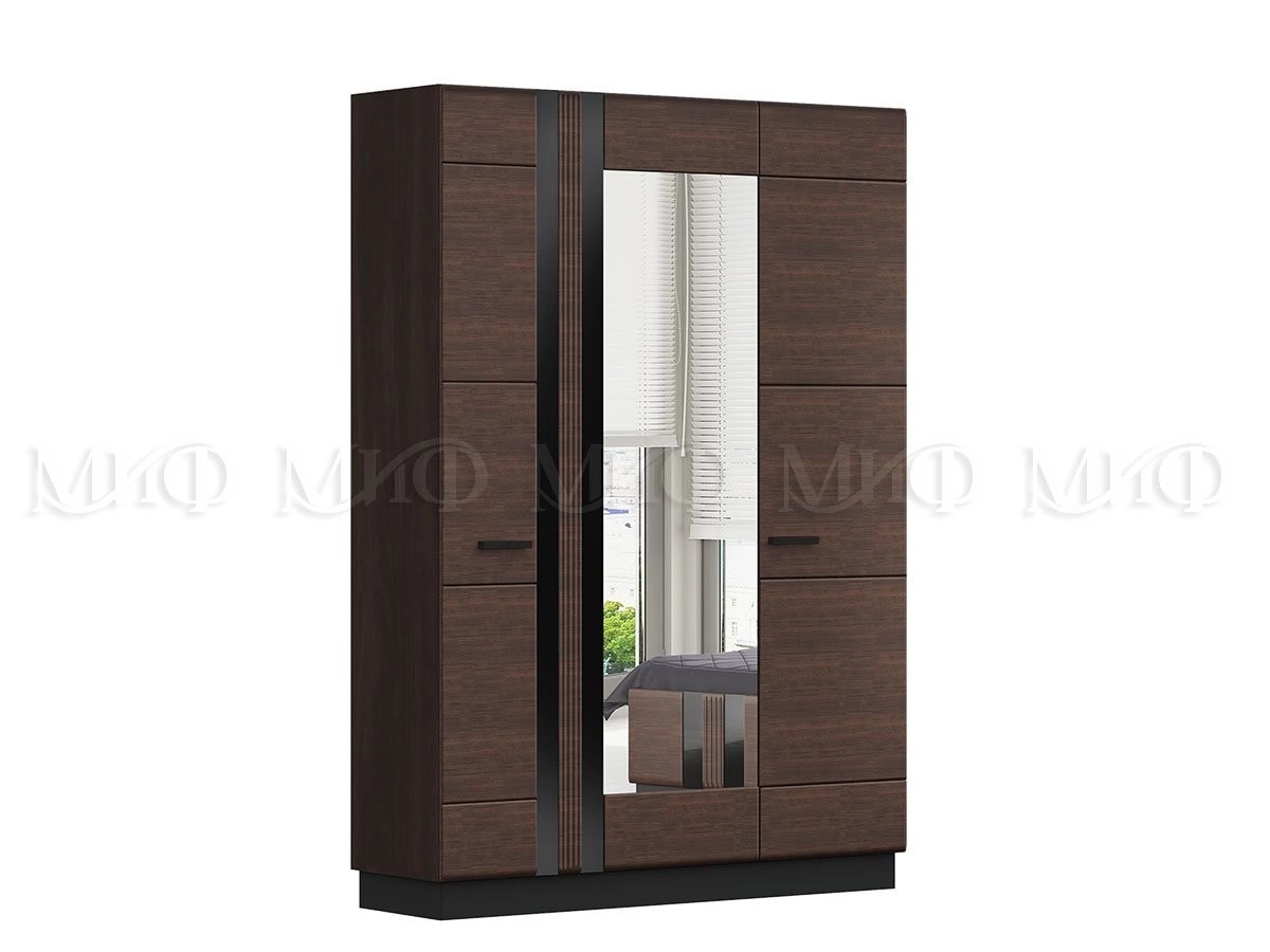 Шкаф 3-х Створчатый Манифик МДФ (Ш-1500 x В-2126 x Г-542 мм) Дерево/Орех