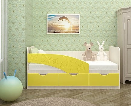 Детская Кровать Бабочки/Разные Цвета