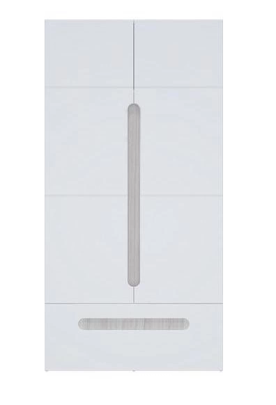 Шкаф 2х-Створчатый с Ящиком Палермо -3 МДФ (Ш-1068 мм х Г-381 мм x В-2078 мм) Ясень Шимо Светлый/ фасад Белый Глянец