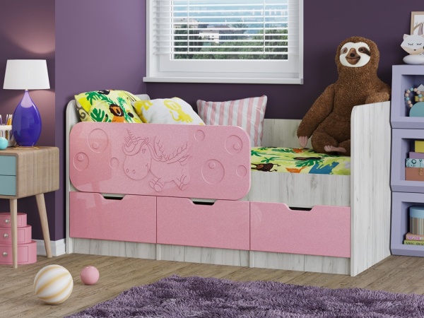 Детская Кровать Юнга-15 МДФ (Д-1632/1832 x В-850 x Г-850 мм)/Разные Принты