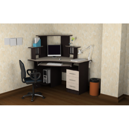  Стол Компьютерный Боско СКУ-1 Венге/Ясень Шимо Светлый (Ш-1200 х Г-1300 х В-900 мм)