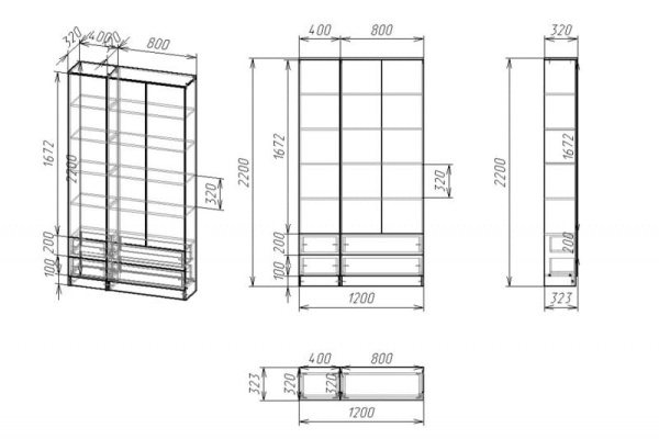 Книжный шкаф Мебелайн-36