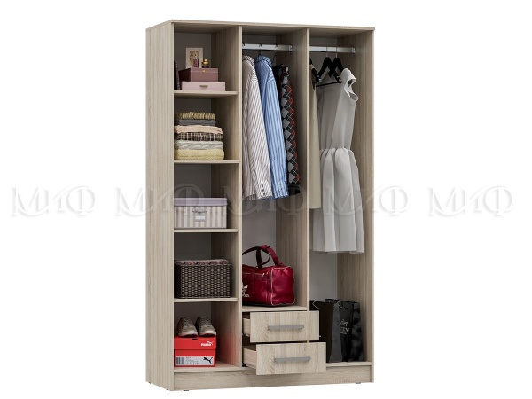 Шкаф 3-х Створчатый Марго МДФ (Ш-1200 x В-2016 x Г-520 мм)/Разные Цвета