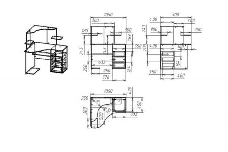 Компьютерный стол "Мебелайн-35" (системный блок слева)
