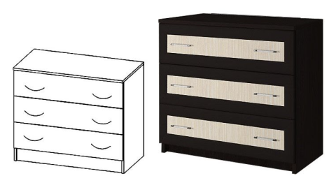 Комод Зара Раскладка МДФ с 3-мя Выдвижными Ящиками ЗК-02 Венге/Ясень Шимо Светлый (0,8х0,82х0,44)