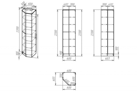 Книжный шкаф Мебелайн-13 (петли слева)