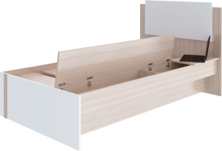 Кровать "Волкер" М 14 Ясень Шимо Светлый/Белый