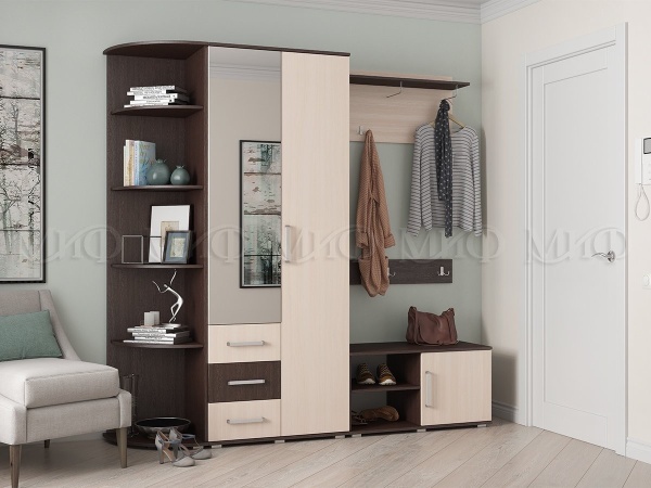 Прихожая Бостон Венге/Белфорт (Ш-2170 мм x В-2120 мм x Г-470 мм)