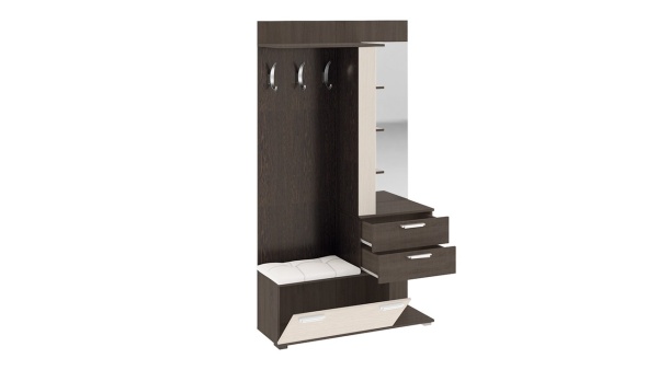 Прихожая-Вешалка Комбинированная с Крючками и Зеркалом«Эрика» Разные Цвета/Ш-1100×Г-357×В-1982 мм