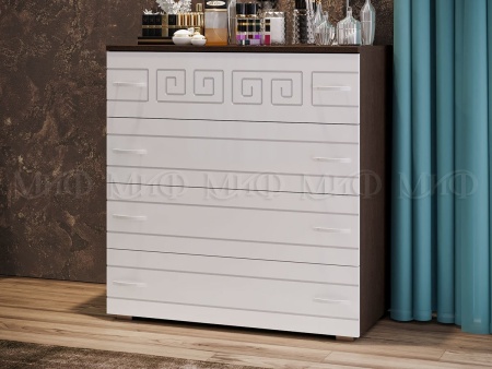 Комод Афродита МДФ Венге/Белый Глянец (Ш-850 x В-910 x Г-446 мм)