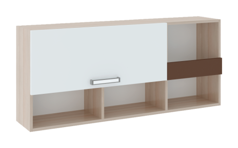 Полка Навесная "Волкер" М 10 (Ш-1226 х Г-234 х В-528 мм)/Ясень Шимо Светлый + Белый/Арабика