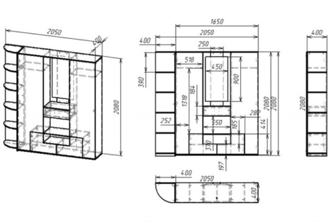 Набор мебели для прихожей "Мебелайн-15" (полки слева)