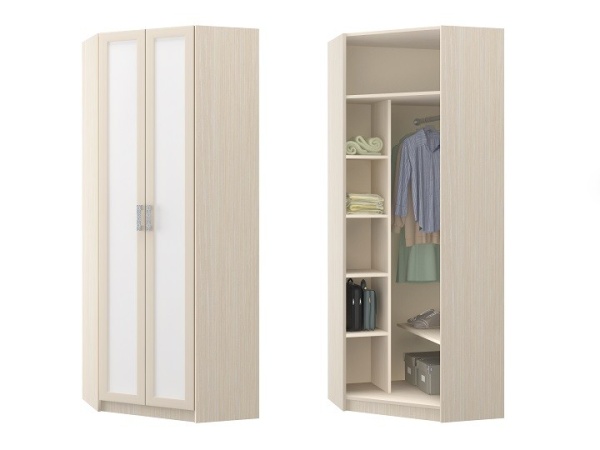 Шкаф Угловой ДЮ-11 Юнга-7 ЛДСП Белый ХДФ+Рамочный Профиль/Ясень Шимо Светлый (Д-820 x В-2200 x Г-820 мм)