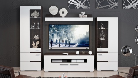 Гостиная «Фьюжн №1» Белый Глянец/Венге Линум