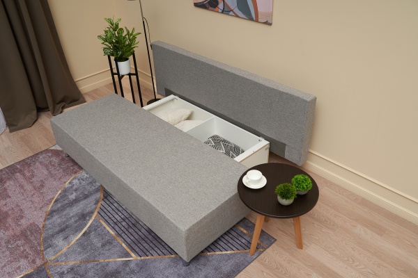 Диван еврокнижка Этно лайт серый / принт мозаика