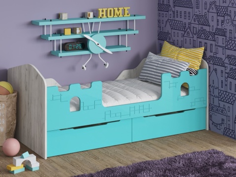 Детская Кровать Юнга-16 МДФ (Д-1632 x В-700 x Г-850 мм)/Разные Цвета 
