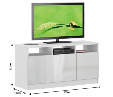 Тумба ТВ Медея СБ-2495 Белый/Ш-1200 X В-620 X Г-440 мм