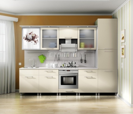 Анна Кухня 3000 Алюминий/Ваниль глянец/Кофе