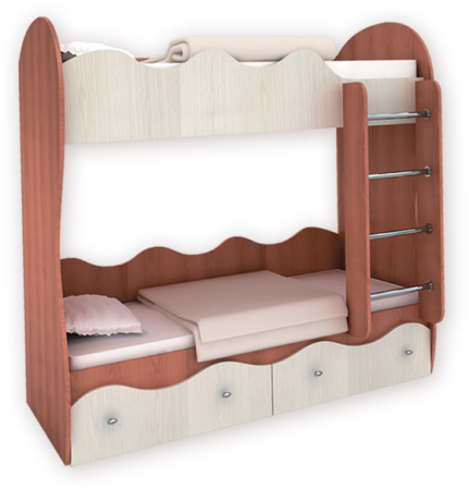 Пифагор Кровать Двухъярусная с Матрасами в Подарок ЛДСП-МДФ (Сп.Место 800 х 1860 мм)/Разные Цвета