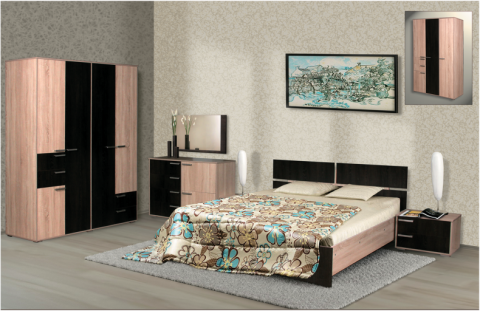 Ивушка Спальный Гарнитур ЛДСП (Шкаф 4-х Створчатый) с Матрасом в Подарок/Разные Цвета