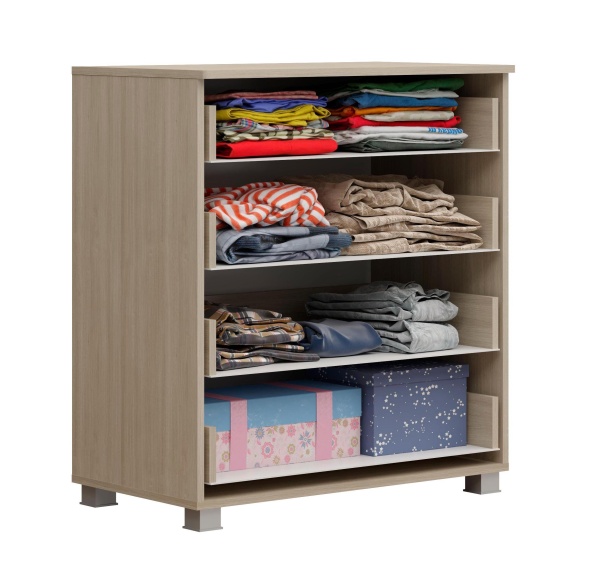 Комод Амели Дуб Сонома Светлый/Белый Глянец (Ш-800 х В-882 х Г-453 мм)