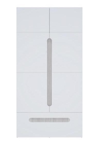 Шкаф 2х-Створчатый с Ящиком Палермо -3 МДФ (Ш-1068 мм х Г-381 мм x В-2078 мм) Ясень Шимо Светлый/ фасад Белый Глянец